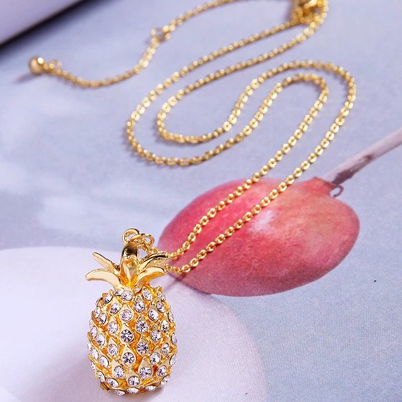 NWT Pineapple tree crystal necklace 17+" - Picture 1 of 6